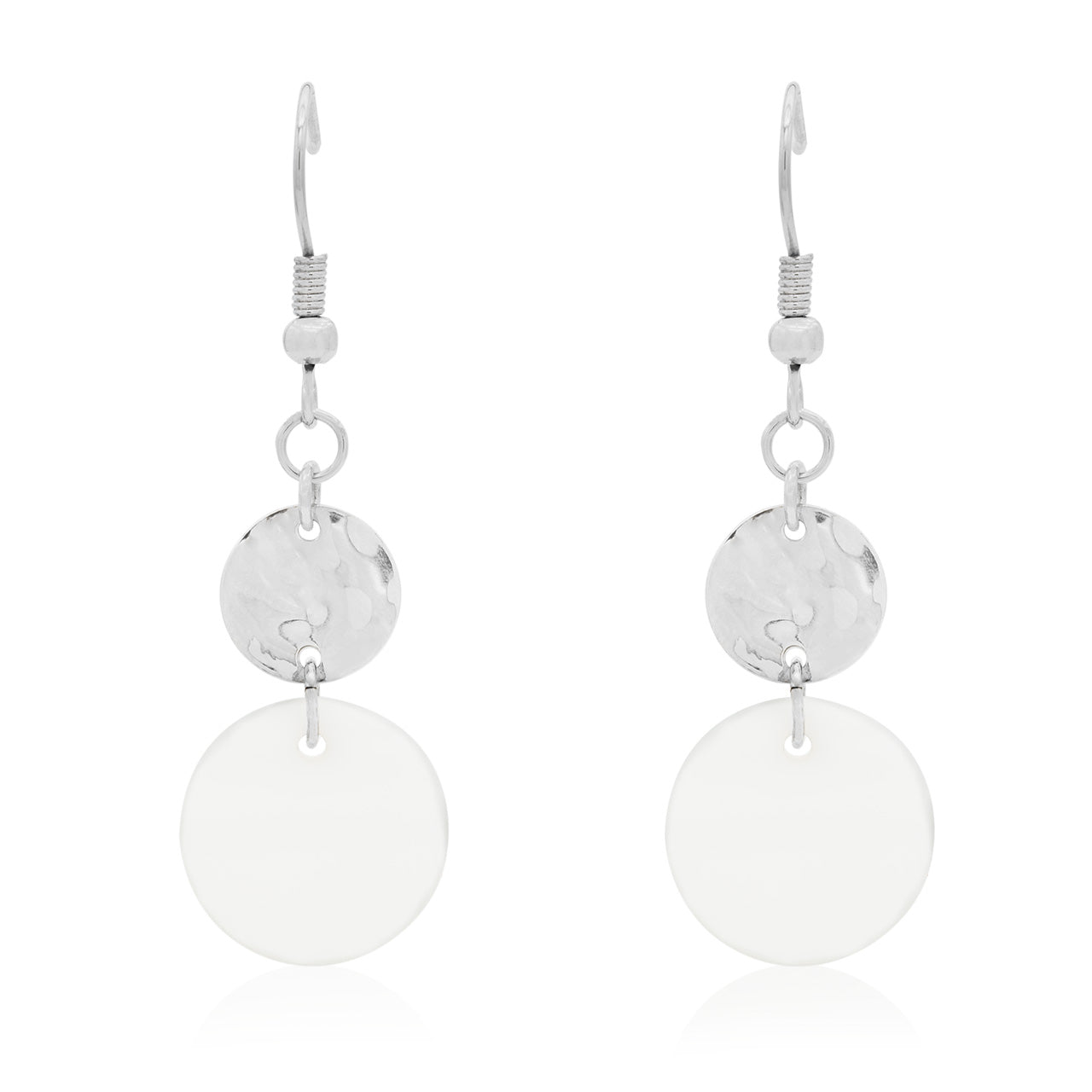 Lightweight Shell Disk Dangle Earrings - Summer Beach Boho Statement Earrings