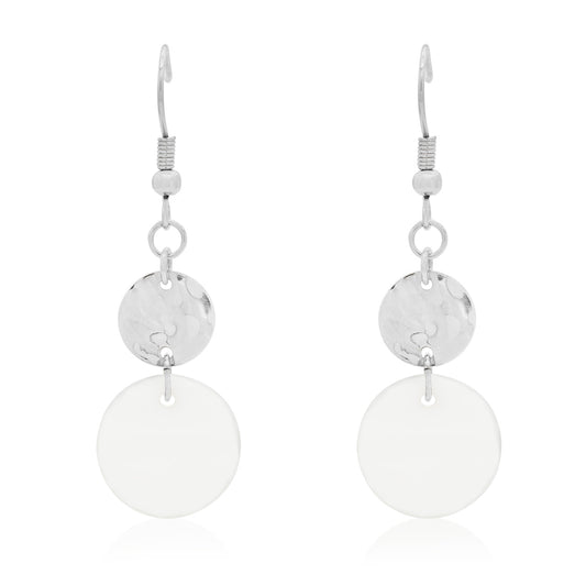 Lightweight Shell Disk Dangle Earrings - Summer Beach Boho Statement Earrings