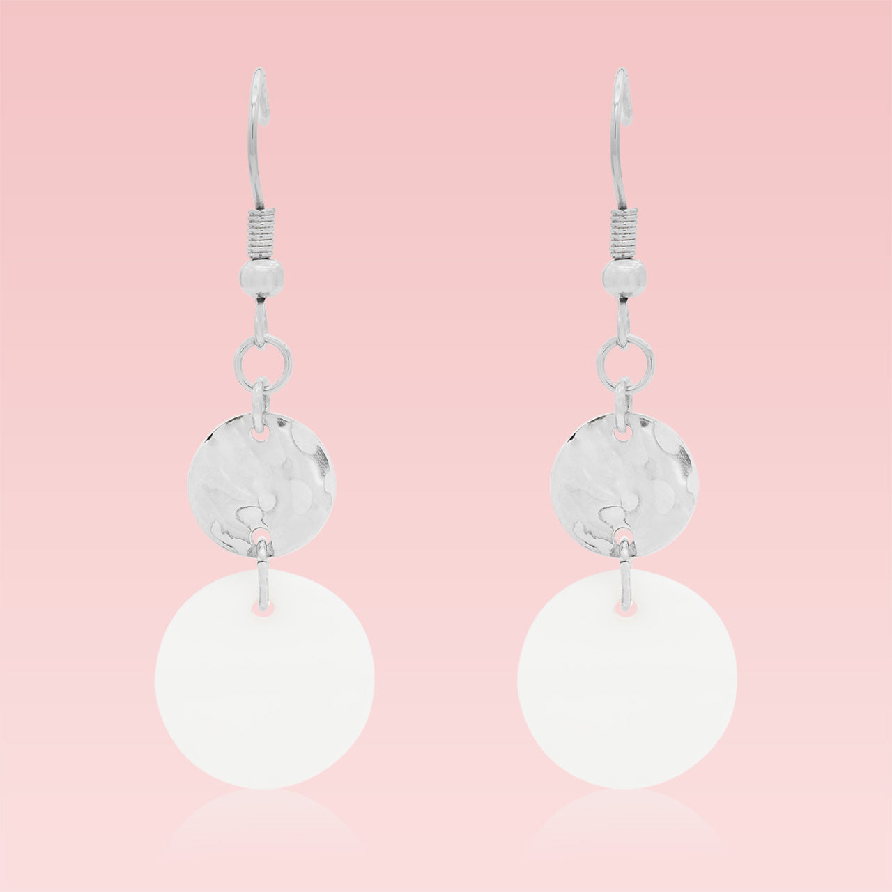 Lightweight Shell Disk Dangle Earrings - Summer Beach Boho Statement Earrings