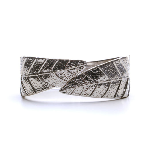 silver-leaf petals-bangle-bracelet