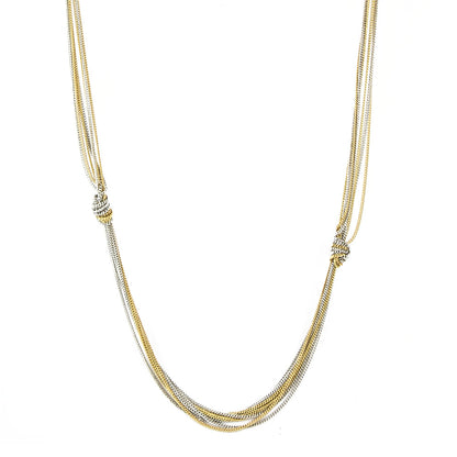 Two Toned Gold And Silver Knotted Chain Layering Necklace