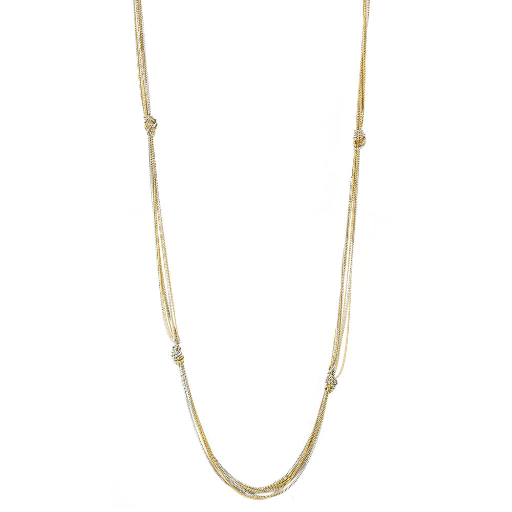 Two Toned Gold And Silver Knotted Chain Layering Necklace