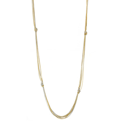 Two Toned Gold And Silver Knotted Chain Layering Necklace