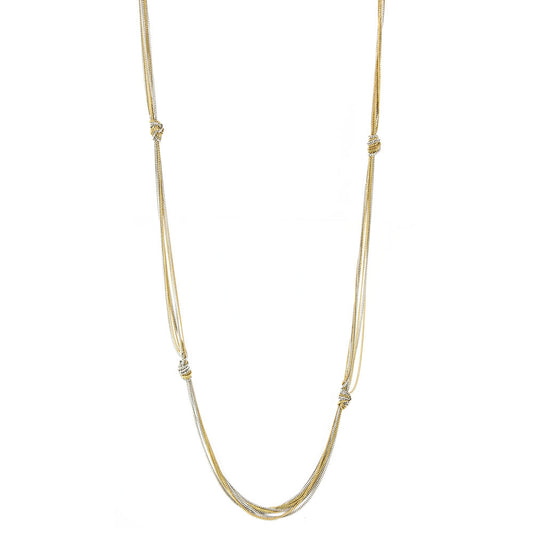 Two Toned Gold And Silver Knotted Chain Layering Necklace