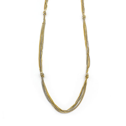 Two Toned Gold And Silver Knotted Chain Layering Necklace