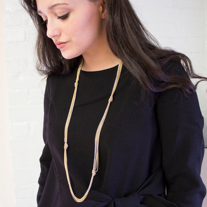 Two Toned Gold And Silver Knotted Chain Layering Necklace