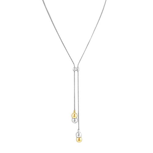 Two-Tone Silver and Gold Y-Drop Lariat Style Fashion Necklace 18 Inch with 4 Inch Drop