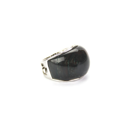 Genuine-stone-Black Agate-womens-Ring