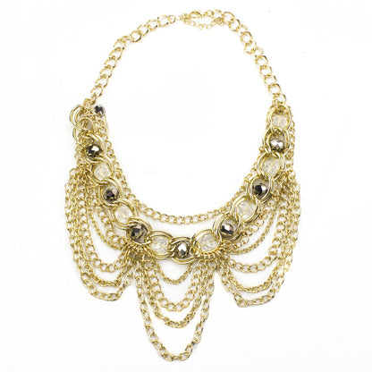 Draped in Gold Bib Necklace and Earring Set
