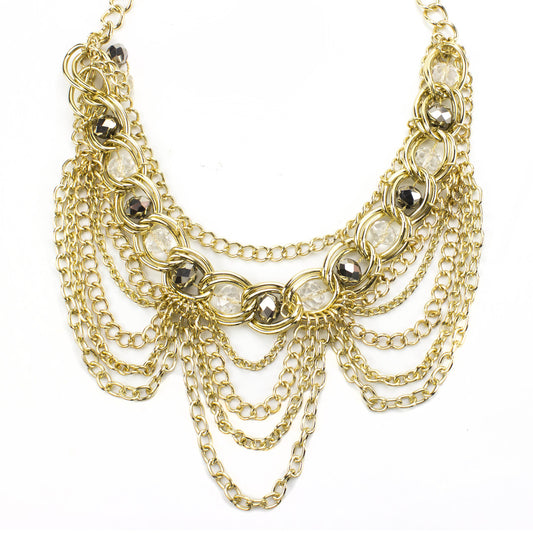Draped in Gold Bib Necklace and Earring Set
