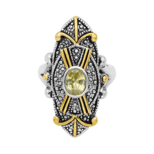 Art Deco Peridot Crystal Statement Ring