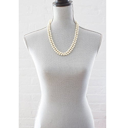 Classic 24 Inch Knotted Glass Pearl Strand Necklace 8mm White Pearls Versatile Length