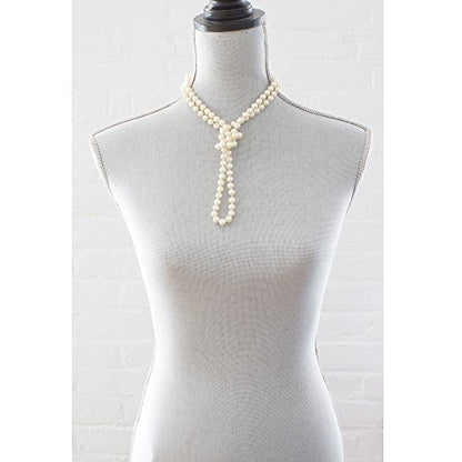 Classic 24 Inch Knotted Glass Pearl Strand Necklace 8mm White Pearls Versatile Length