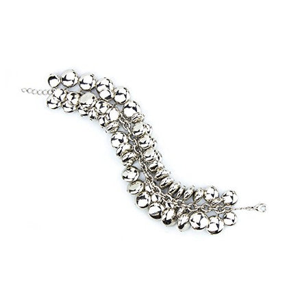 Silver Tone Beaded Charm Statement Bracelet with Lobster Clasp - Adjustable Fashion Jewelry