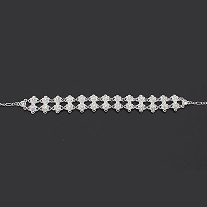 Elegant Crystal Choker Necklace with Aurora Borealis and Clear Crystals, Adjustable Silver Tone Wedding Special Occasion Necklace