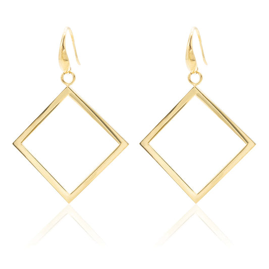 Modern Square Dangle Drop Earrings Gold Plated Stainless Steel Statement Earrings for Women