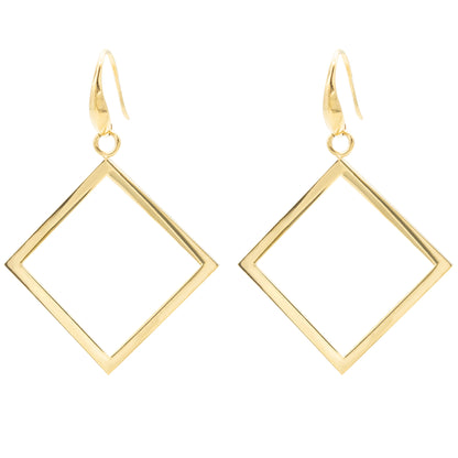Modern Square Dangle Drop Earrings Gold Plated Stainless Steel Statement Earrings for Women