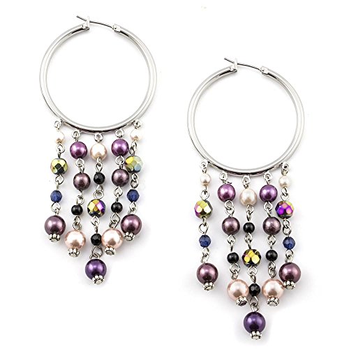 La Pearla Hoop and Pearl Drop Earrings