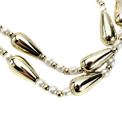 Elegant Glass Pearl and Gold Tone Teardrop Bead Bracelet for Women - Classic Fashion Jewelry