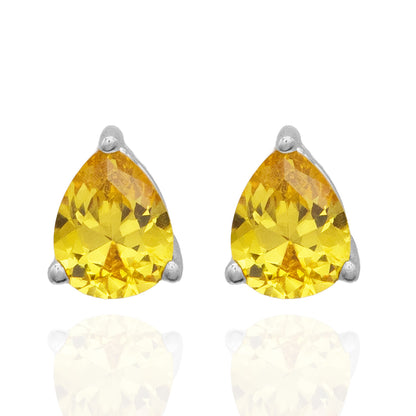 Yellow Citrine Pendant Necklace and Earring Set  Teardrop Citrine Stones