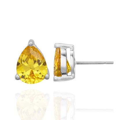 Yellow Citrine Pendant Necklace and Earring Set  Teardrop Citrine Stones