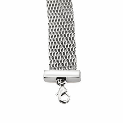 Elegant Crystal Mesh Toggle Bracelet with Austrian Crystals and Silver Tone Finish