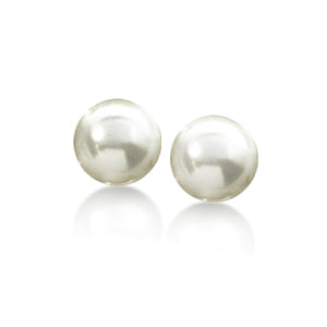 10mm Classic White Pearl Stud Earrings - Elegant Glass Pearl Studs