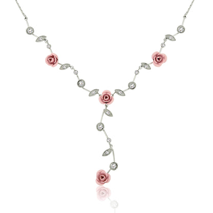 bridal necklace-rose necklace-bridesmaids jewelry