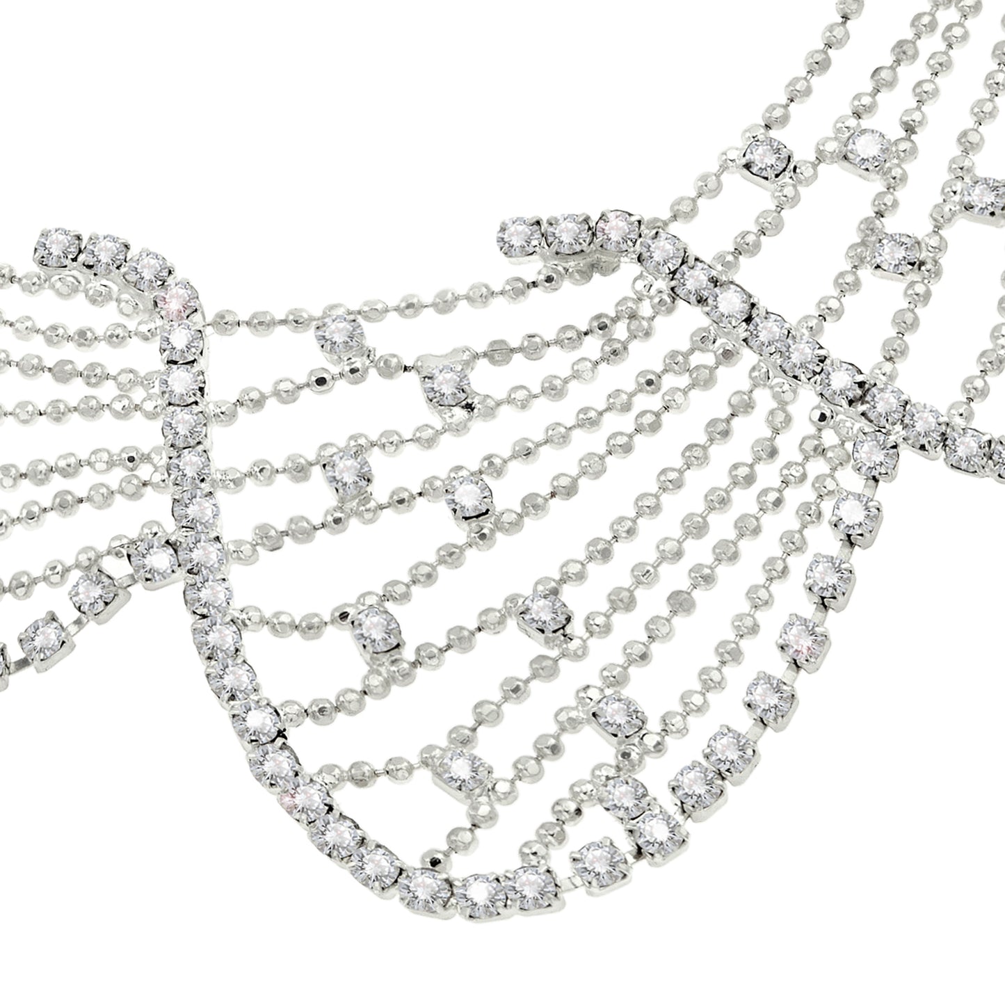 Elegant Austrian Crystal Wave Design Necklace and Earring Set - Adjustable Bridal Jewelry