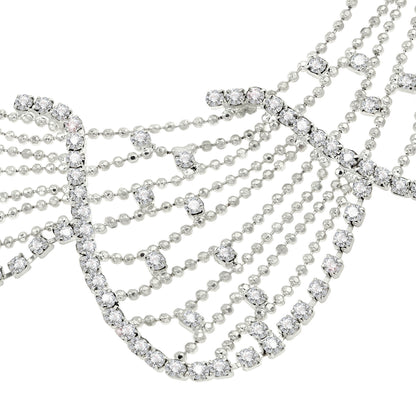 Elegant Austrian Crystal Wave Design Necklace and Earring Set - Adjustable Bridal Jewelry