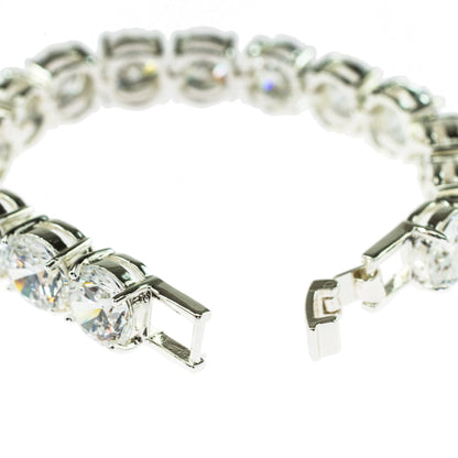 Elegant Round Cut Cubic Zirconia Tennis Bracelet 7 Inch Silver Tone Special Occasion Jewelry