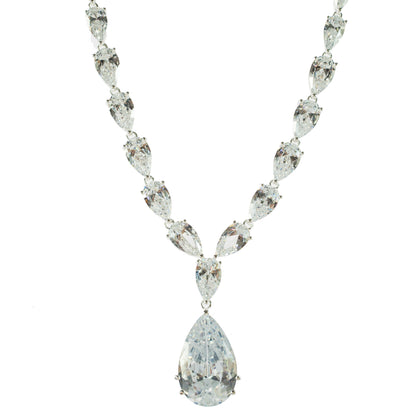cubic zirconia necklace-diamond necklace-silver necklace-jewelry for the bride