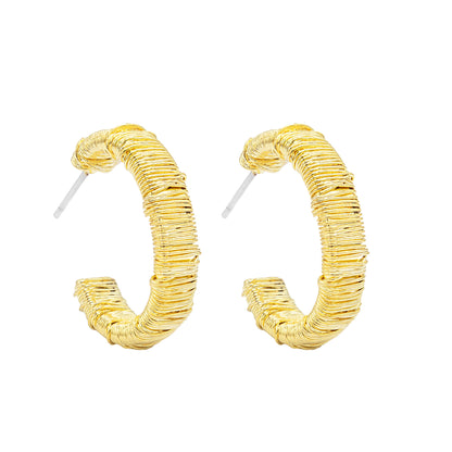 Trendy Wire Wrapped Gold Tone Hoop Earrings 3/4 Inch Lightweight Hypoallergenic