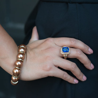Sapphire Crystal Statement Ring with Halo