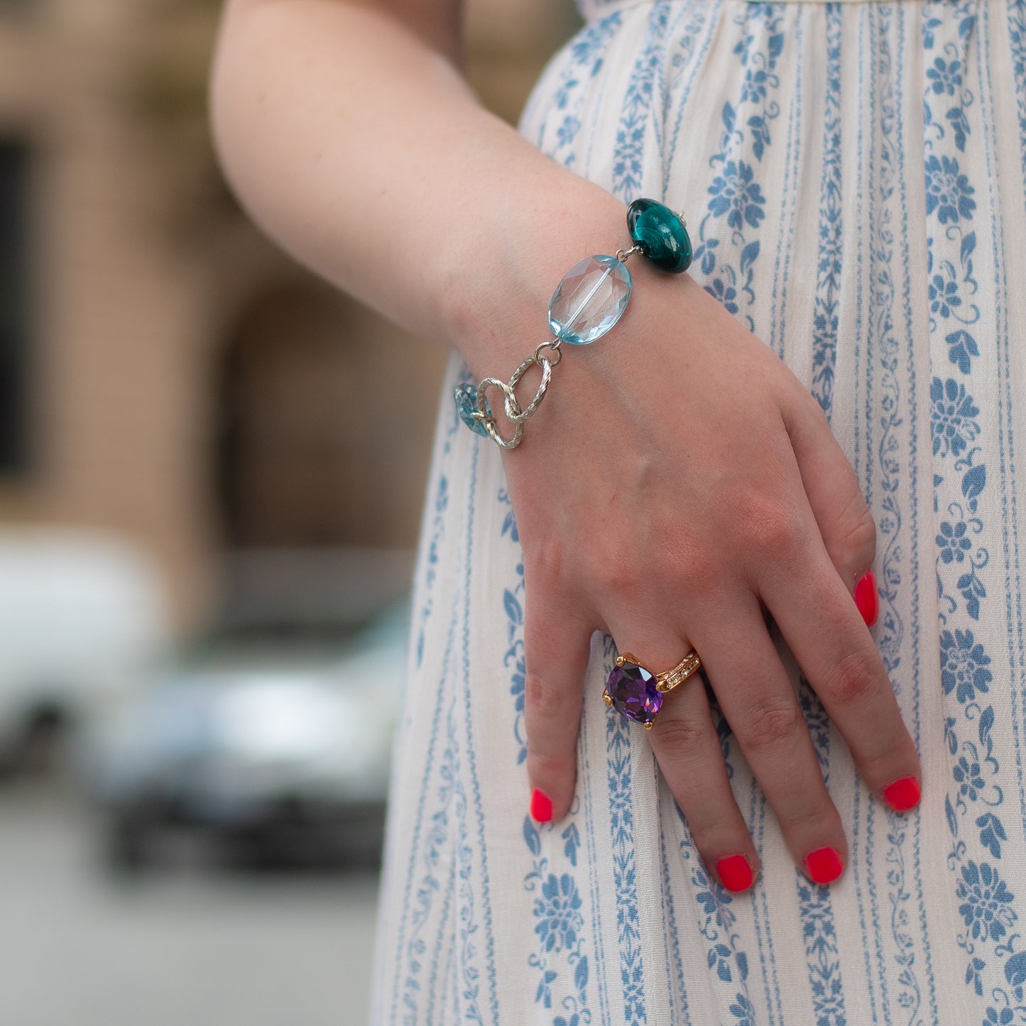 Purple Cubic Zirconia Solitaire Ring