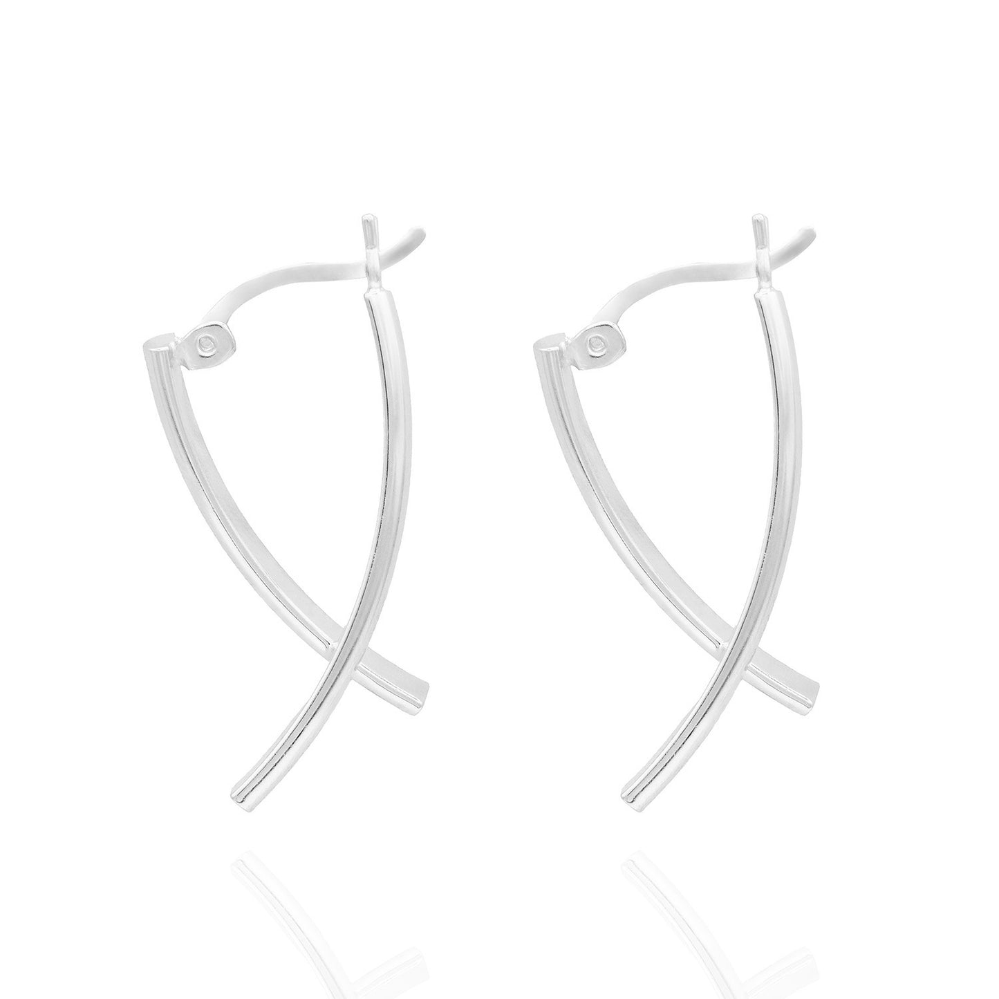 Elegant 14k White Gold Plated Dangle Earrings with Accents Modern Women's Design