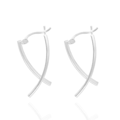 Elegant 14k White Gold Plated Dangle Earrings with Accents Modern Women's Design