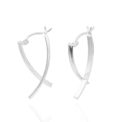 Elegant 14k White Gold Plated Dangle Earrings with Accents Modern Women's Design