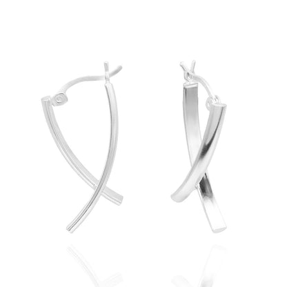 Elegant 14k White Gold Plated Dangle Earrings with Accents Modern Women's Design