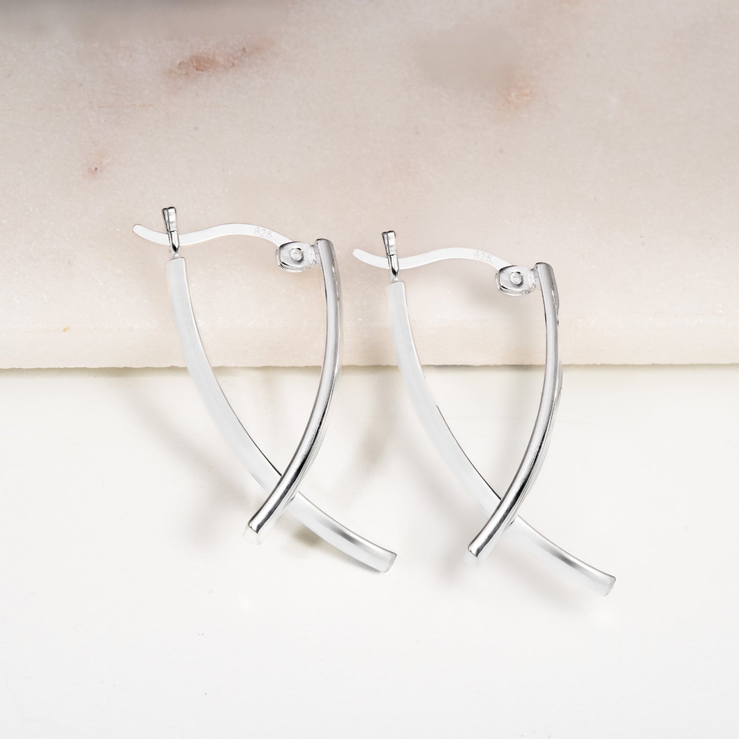Elegant 14k White Gold Plated Dangle Earrings with Accents Modern Women's Design