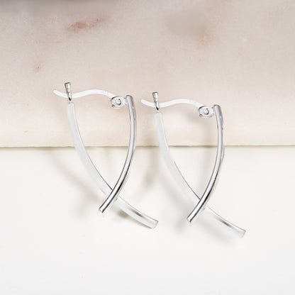 Elegant 14k White Gold Plated Dangle Earrings with Accents Modern Women's Design