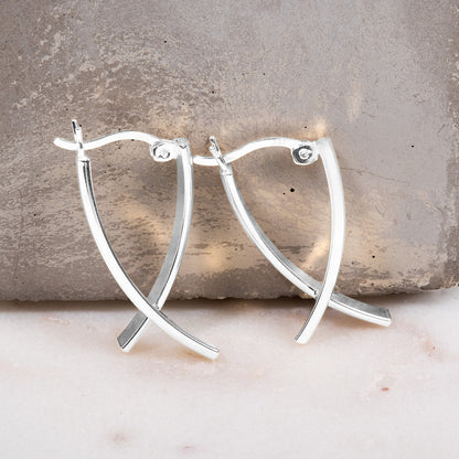 Elegant 14k White Gold Plated Dangle Earrings with Accents Modern Women's Design