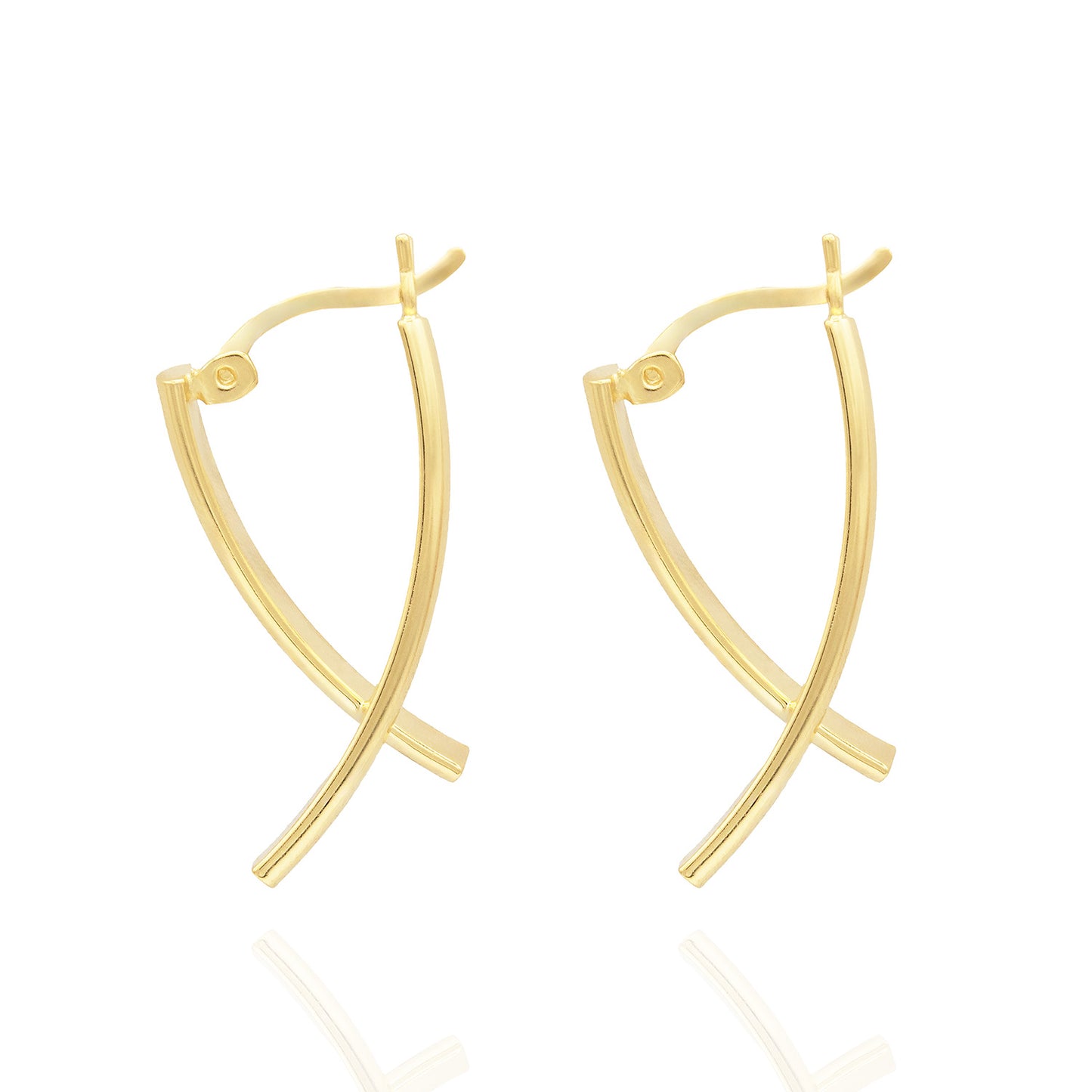 Elegant 14k Yellow Gold Plated Dangle Earrings Modern Women's Design