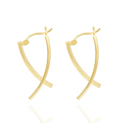 Elegant 14k Yellow Gold Plated Dangle Earrings Modern Women's Design