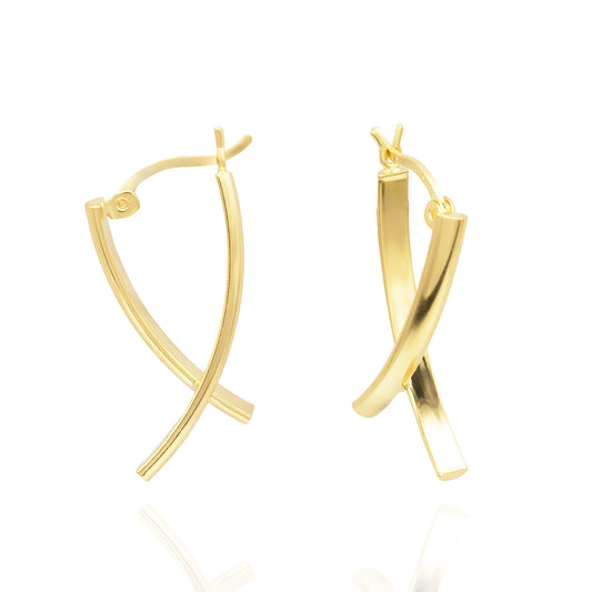 Elegant 14k Yellow Gold Plated Dangle Earrings Modern Women's Design