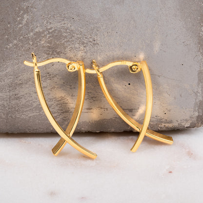 Elegant 14k Yellow Gold Plated Dangle Earrings Modern Women's Design