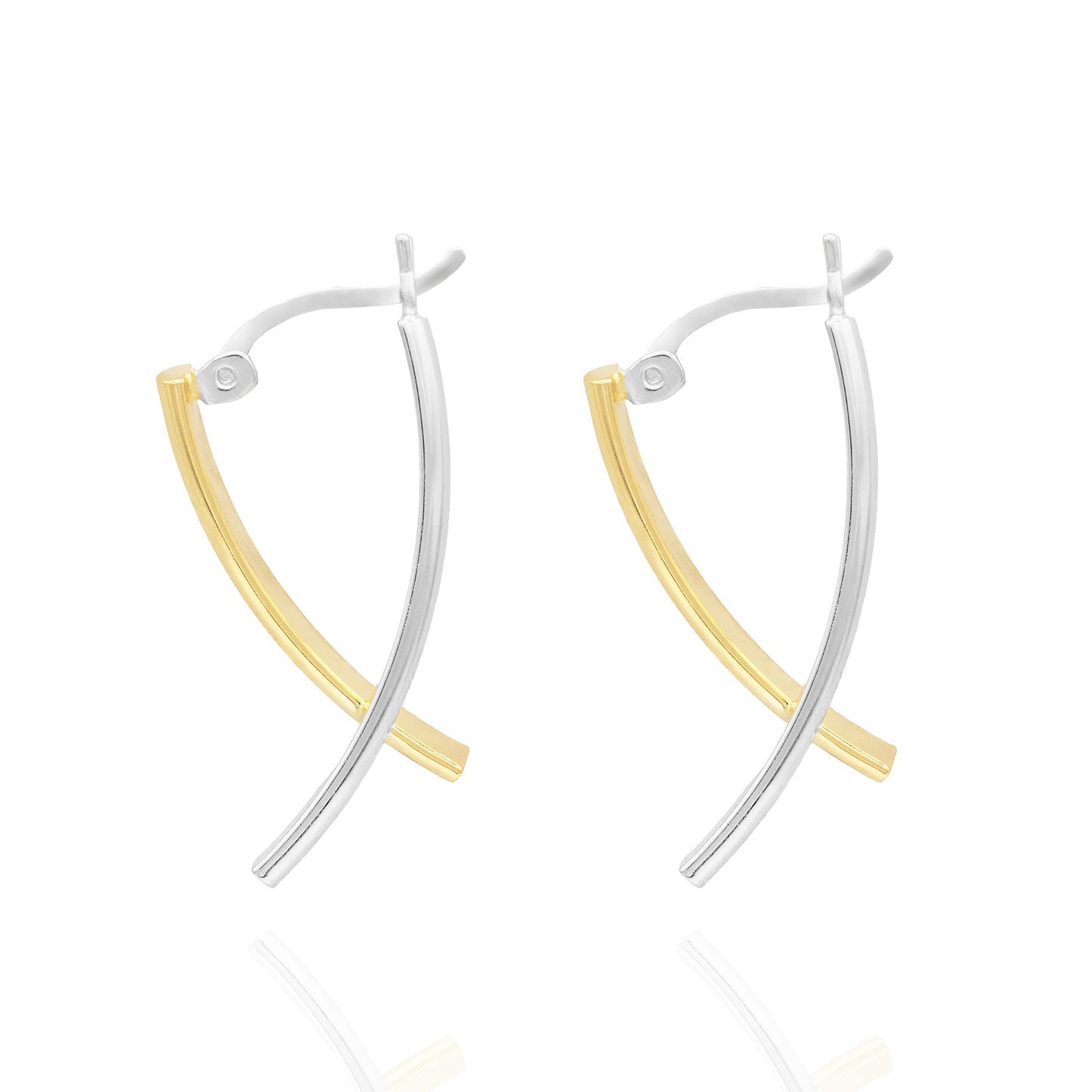 Elegant 14k Yellow and White Gold Plated Dangle Earrings with Accents Modern Women's Design