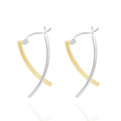 Elegant 14k Yellow and White Gold Plated Dangle Earrings with Accents Modern Women's Design