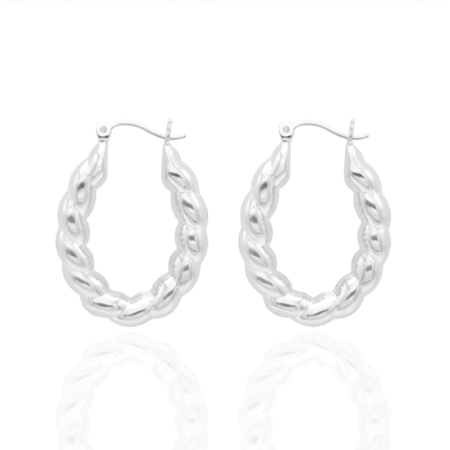Elegant 14k White Gold Plated Dangle Hoop Earrings Modern Women's Design