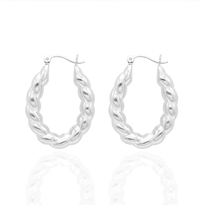 Elegant 14k White Gold Plated Dangle Hoop Earrings Modern Women's Design